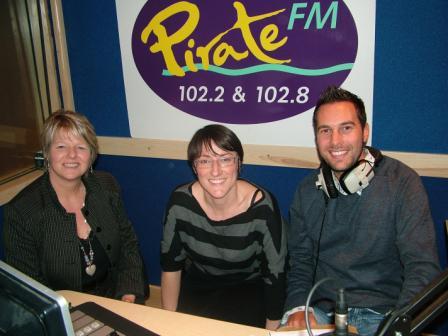 L-R Beverley Warne (l) with Julia Goldsworthy and Pirate FM presenter Neil Caddy
