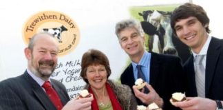 (L-R) Nick Buckland, SWRDA board member, and dairy owners Rachel, Bill and Francis Clarke