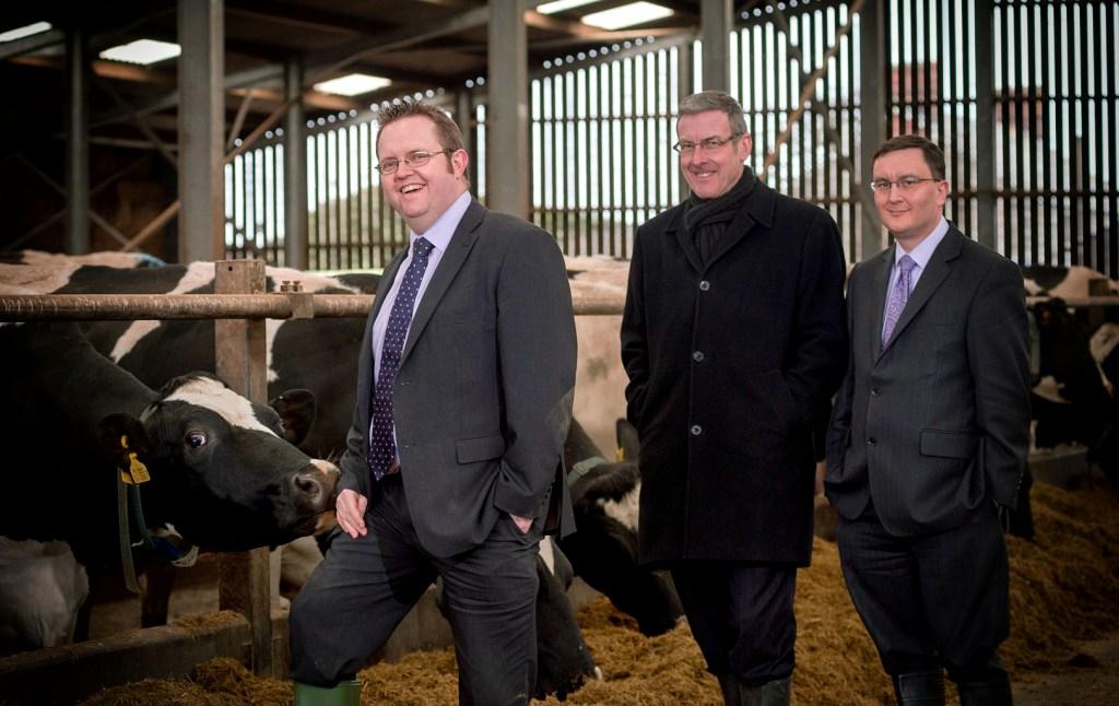 L-R: Brian Harvey, newly promoted partner; Robert Cowie, head of agricultural services team; Andrew Allen, partner