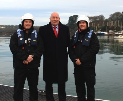 Marine Network CEO, Paul Wickes, with new marine crime unit officers