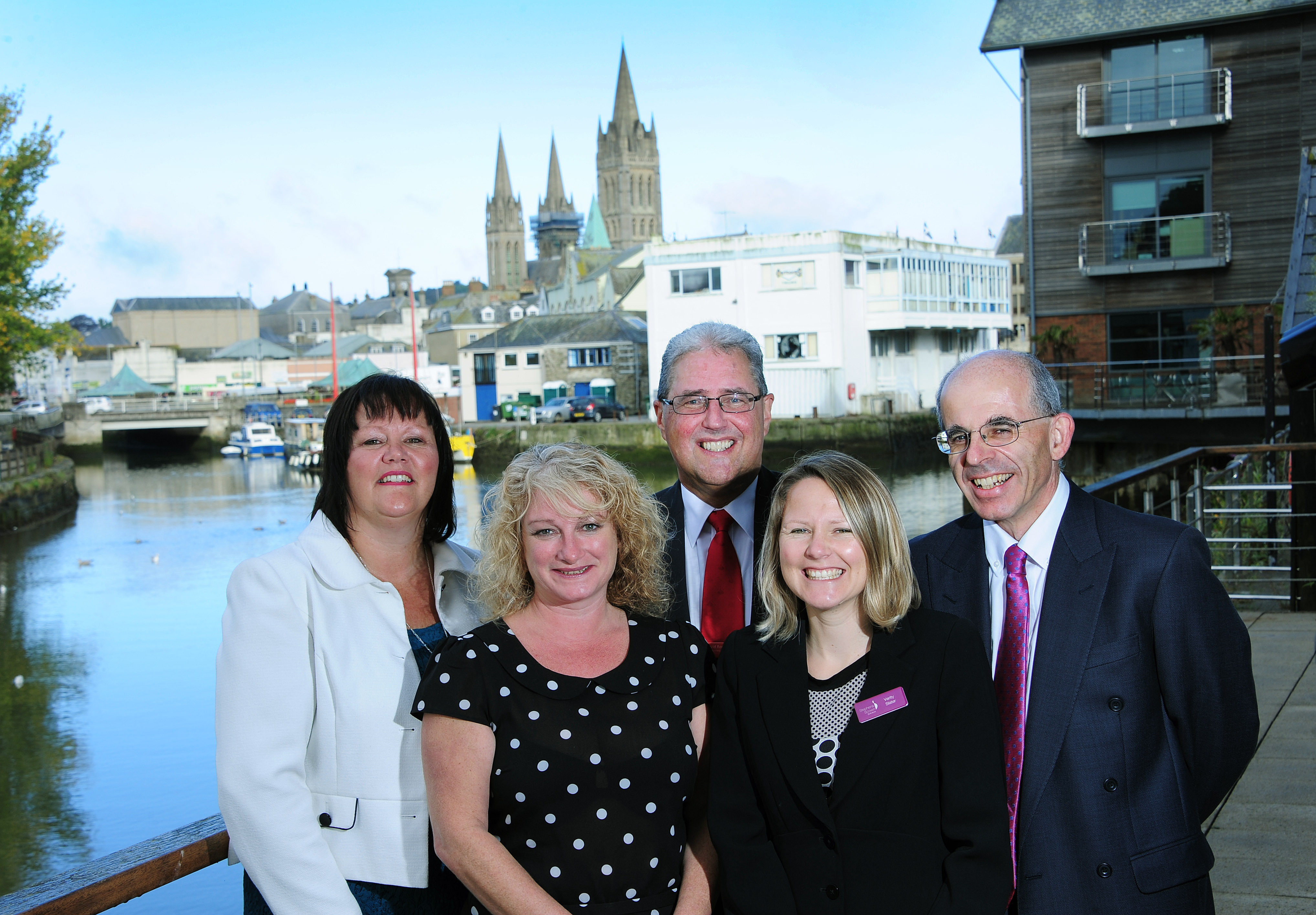The team brining the Pension Regulator to Cornwall to discuss auto-enrolment (l-r) Debra Lawson (Lang Bennetts), Lynne Williams (Worldwide Financial Planning), David Rogers (Santander), Verity Slater (Stephens Scown) and Jonathan Mashen (Lang Bennetts)