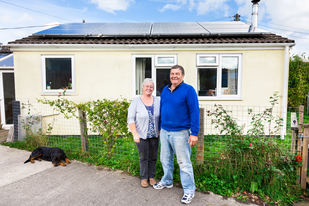 Jill and Ian Birch outside their renewables-powered home