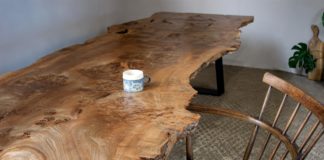 butt and knot elm dining table
