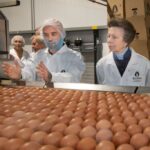 Dean Pink (Head of Production) shows HRH The Princess Royal the egg packing line72